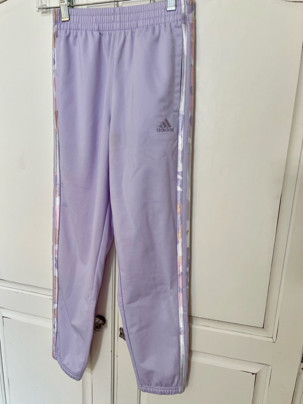 adidas Kids Lilac Joggers / Track Pants with Pastel Side Stripes